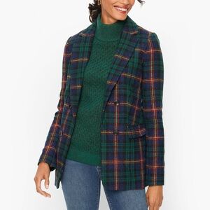 Talbots Relaxed Bouclé Blazer - Holiday Plaid